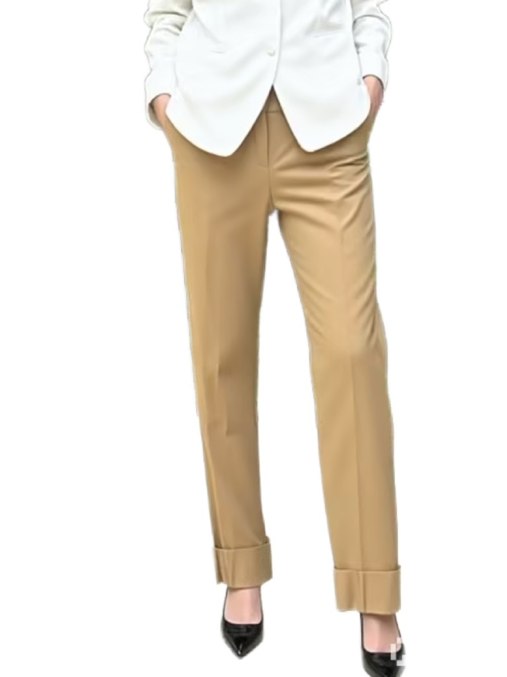 Akris Punto Cotton Tan Tailored Trousers with Cuffed Hem Size 6